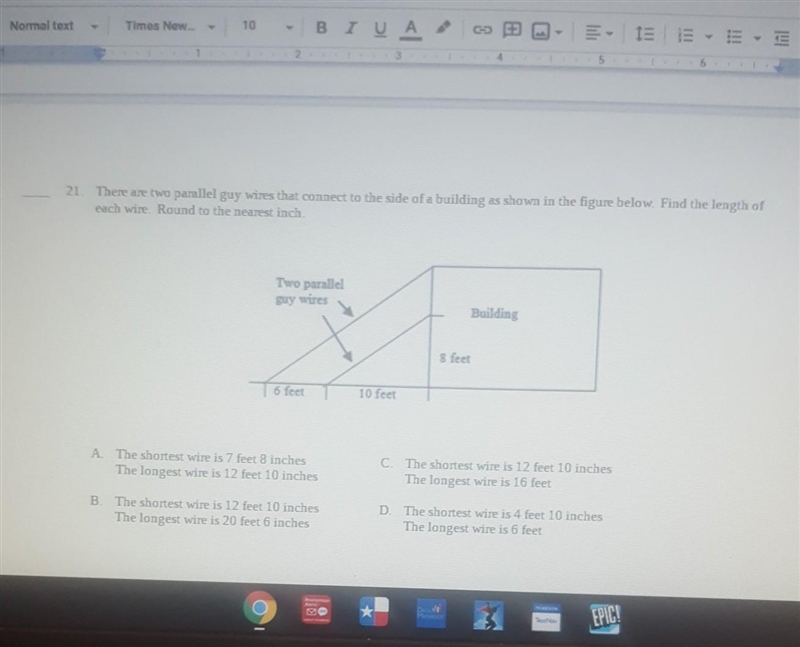 there are two parallel guy wires that connect to the side of a building as shown in-example-1