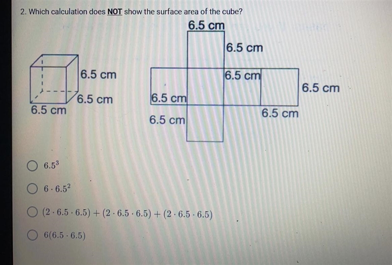 Which calculation does not show the surface area of the cube?-example-1