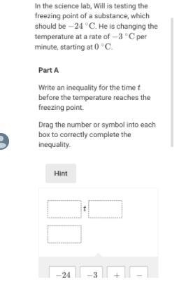 in the science lab will is testing the freezing point substance which should be -24°c-example-1