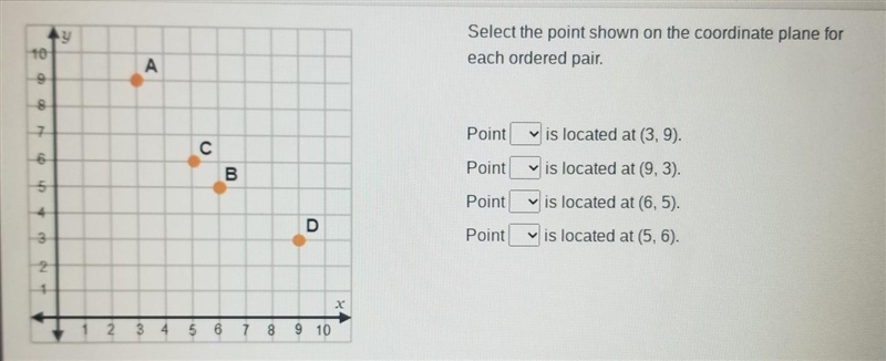 Please help!! Select the point shown on the coordinate plane for each ordered pair-example-1