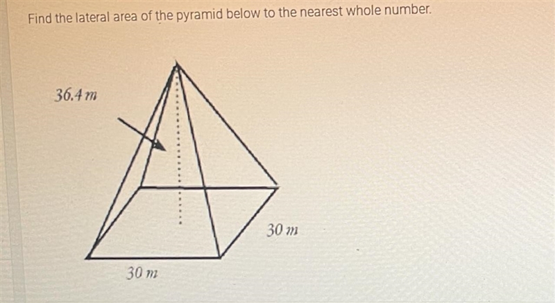 How do I find the lateral area of the pyramid rounded to the nearest whole number-example-1