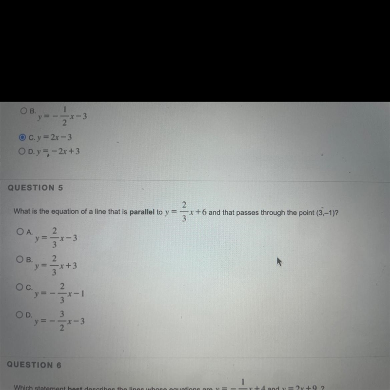 QUESTION 52What is the equation of a line that is parallel to y=x+6 and that passes-example-1