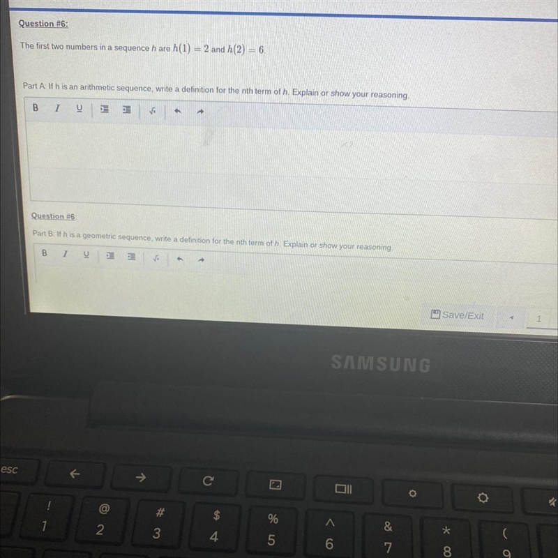 Question #6:The first two numbers in a sequence h are h(1) = 2 and h(2) = 6.Part A-example-1