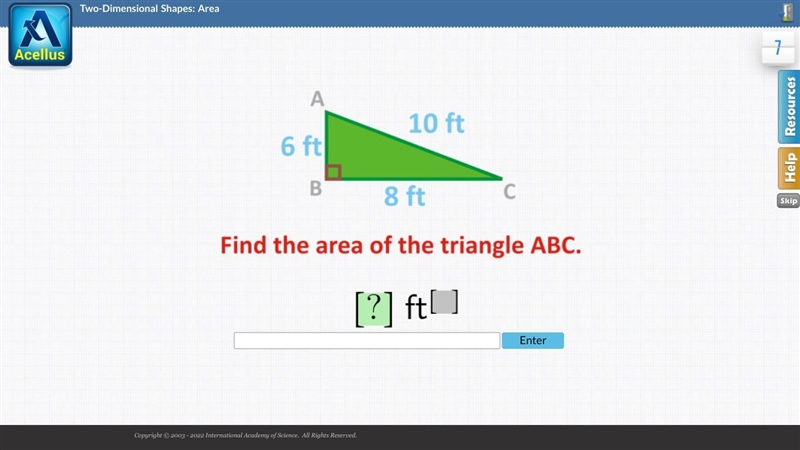 Find the area of the triangle ABC-example-1