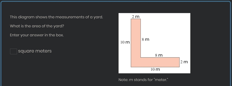 Help please This diagram shows the measurements of a yard. What is the area of the-example-1