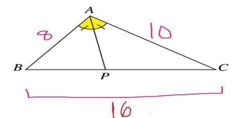 In triangle ABC, AP is an angle bisector of angle BAC. What is the length of PC? Round-example-1