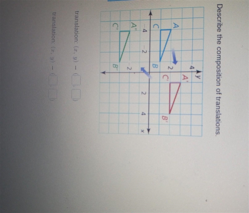 Describe the composition of translations. translation: (x, y)__ translation: {x, y-example-1