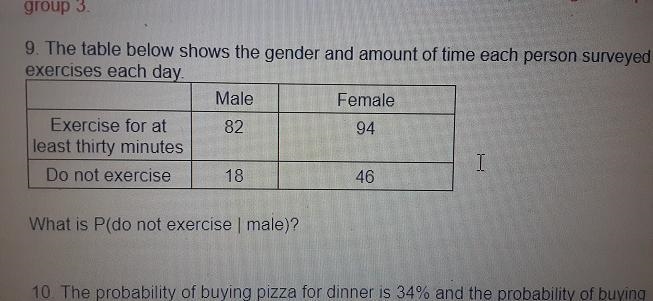 The table below shows the gender in amount of time each person surveyed exercises-example-1