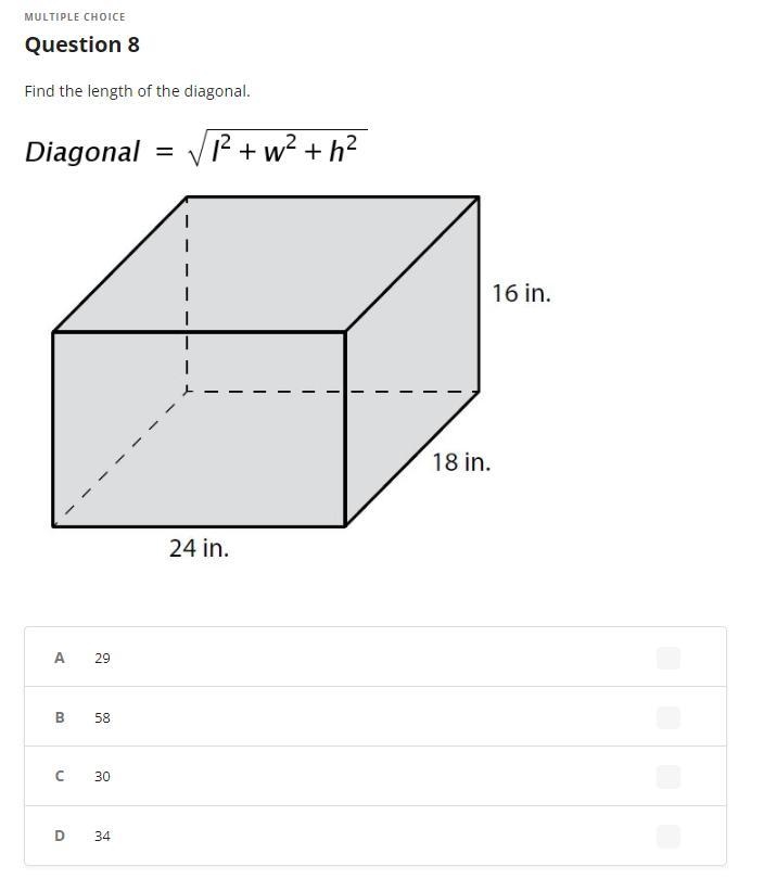 Find the length of the diagonal.-example-1