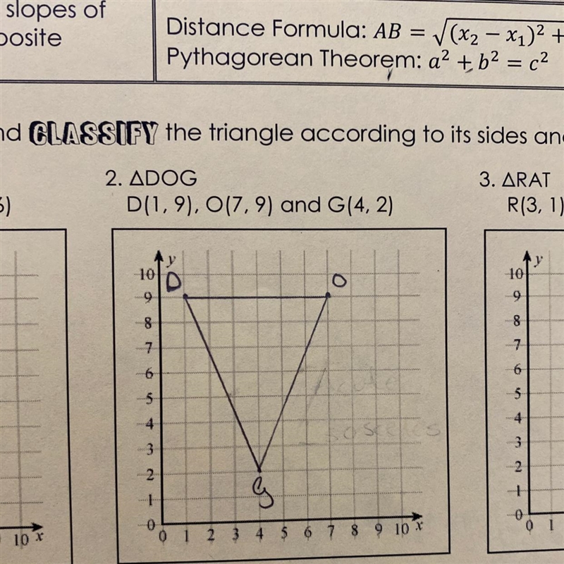 GRAPH each triangle and CLASSIFY the triangle according to its sides and angles.Number-example-1