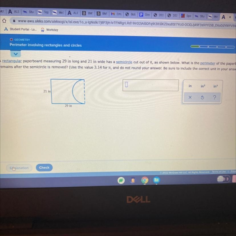 A paperboard measuring 29 in long and 21 in wide has a semicede cut out of it, as-example-1