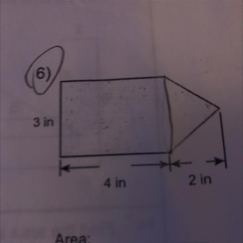 3 in ← 4 in ** 2 in What is the area of the shape?-example-1