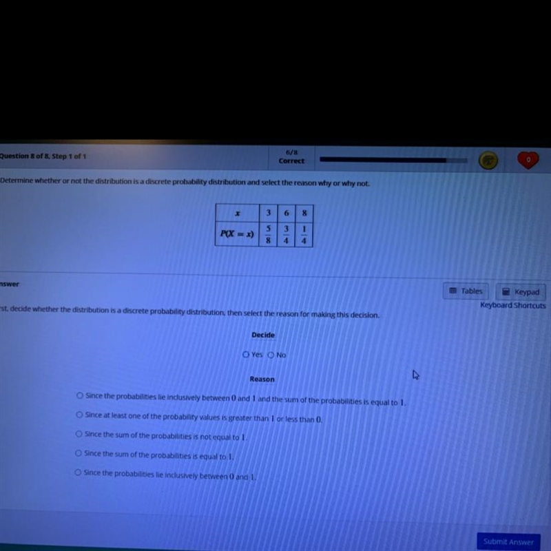 Determine whether or not the distribution is a discrete probability distribution and-example-1