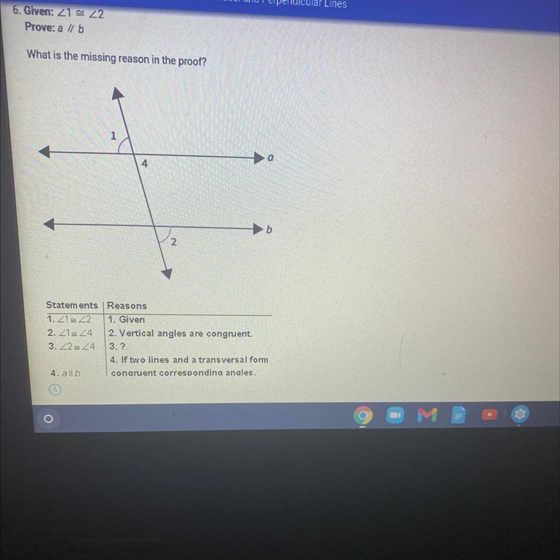 Alternate interior angles are congruentTransitive property of congruenceCorresponding-example-1