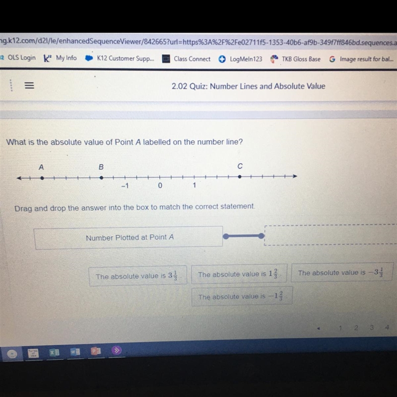 What is the absolute value of Point A labelled on the number line?АBс+-101-example-1