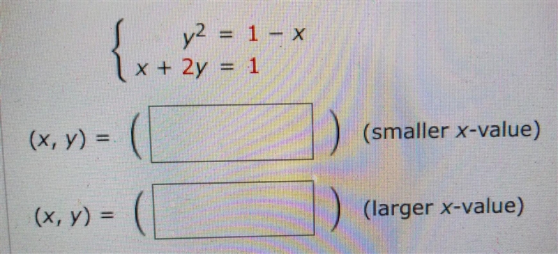 NO LINKS!! Use the method of substitution to solve the system. (If there's no solution-example-1