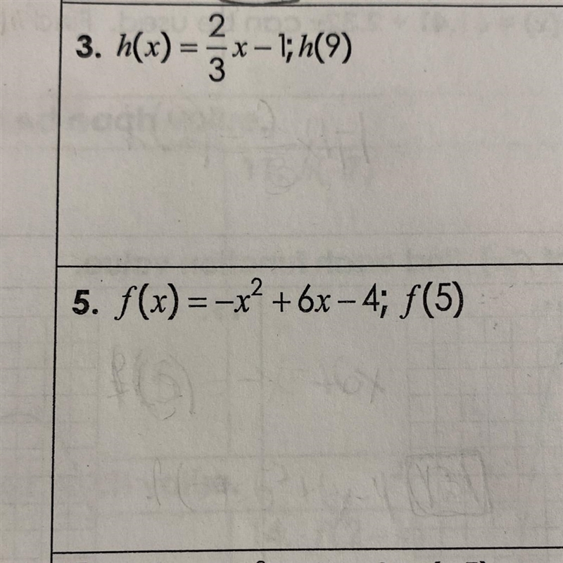 Evaluate each function for the given value-example-1