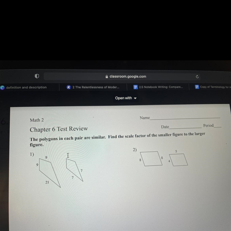 How do i solve for scale factor from smaller to larger?-example-1