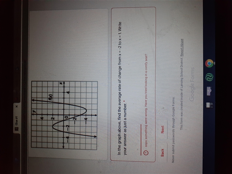 Find the average rate of change from x= -2 to x =1-example-1