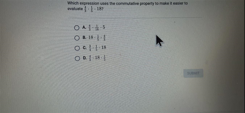 Which expression uses the commutative property to make it easier to evaluate-example-1