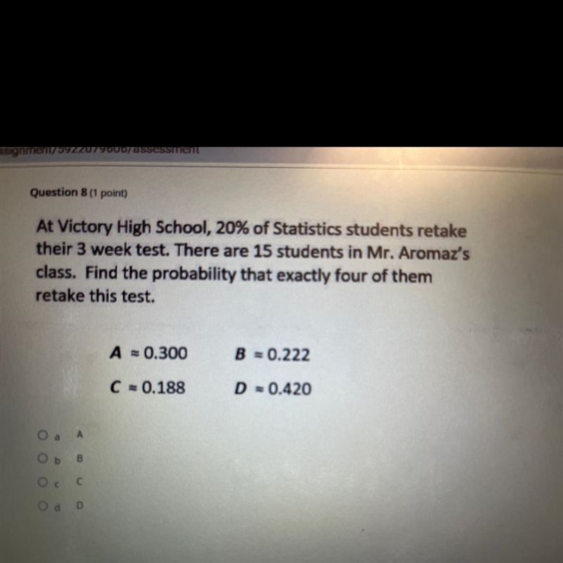 Find the probability that exactly four of them retake this test.-example-1