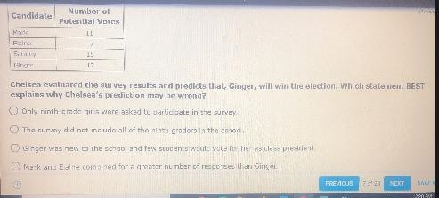 7. Chelsea conducted a survey to determine which candidate is leading the race for-example-2