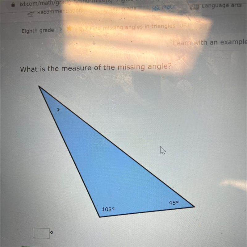 What is the measure of the missing angle? 450 1080-example-1