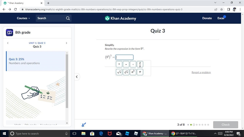 Rq (9^2)^5=?? khan academy and its shin digs yk, just need to finish my homework so-example-1