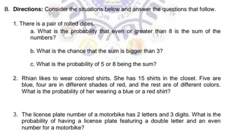 ANSWER THE FOLLOWING:​-example-1