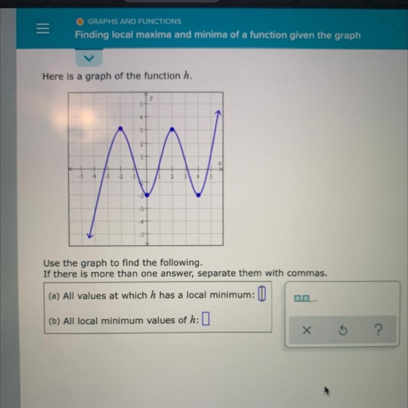 PHS AND FUNCTIONSg local maxima and minima of a function given the graph-example-1