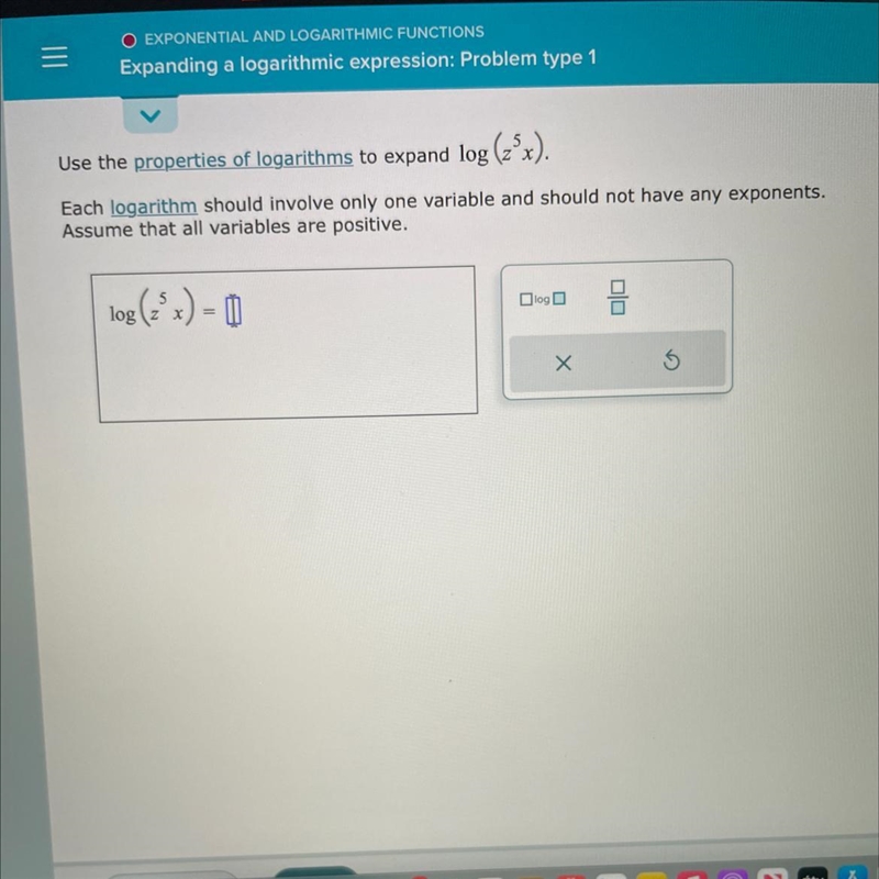 O EXPONENTIAL AND LOGARITHMIC FUNCTIONSExpanding a logarithmic expression: Problem-example-1