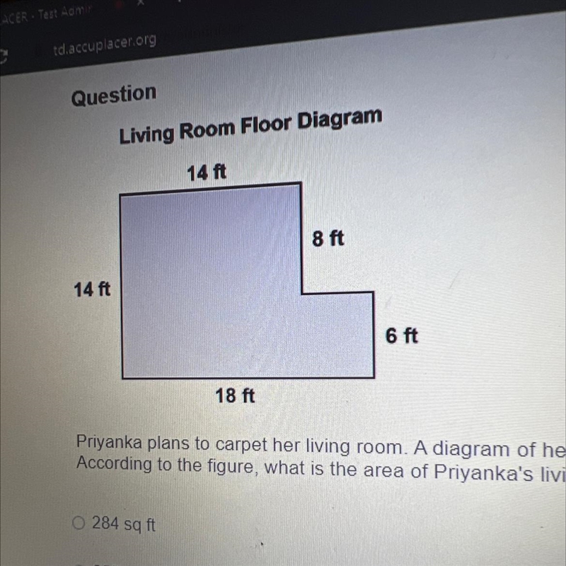 Priyanka plans to carpet her living room. A diagram of her living room floor is shown-example-1