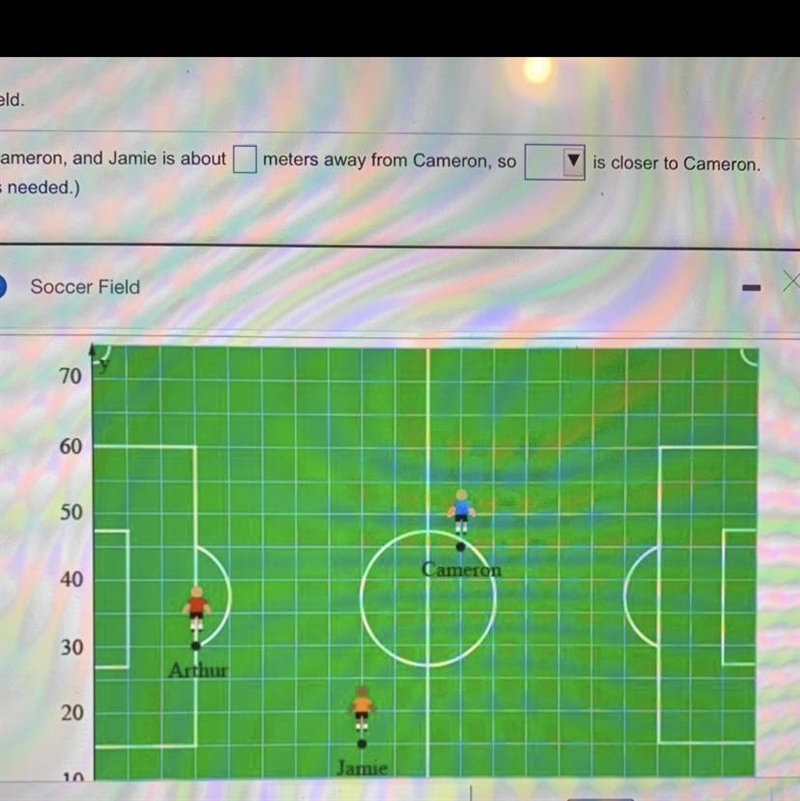 Cameron, Arthur, and Jamie are playing soccer. Their locations are recorded by a motion-example-1