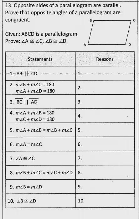 14.1 figur 13. Opposite sides of a parallelogram are parallel Prove that opposite-example-1