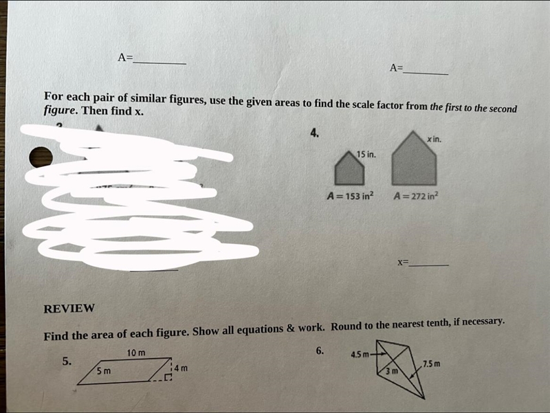 for each similar figures, use the given areas to find the scale factor from the first-example-1