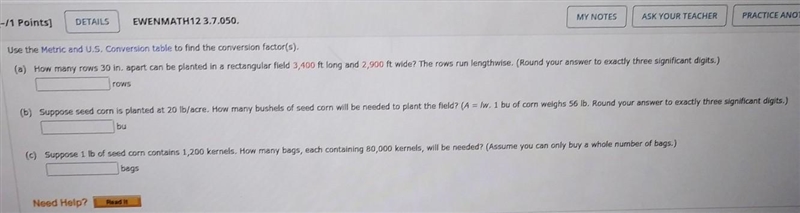 Use the Metric and U.S. Conversion table to find the conversion factor(s).(a) How-example-1