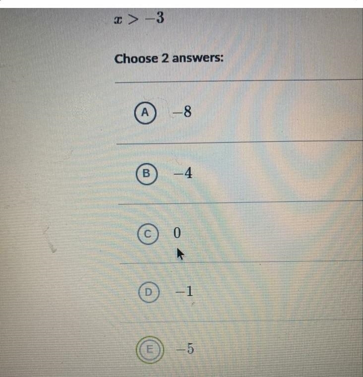 Select the values of r that make the inequality true. Choose 2 answers.-example-1