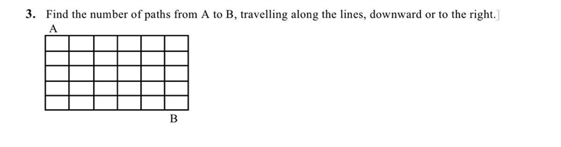 Permutations and Combinations: Find the number of paths from A to B, travelling along-example-1