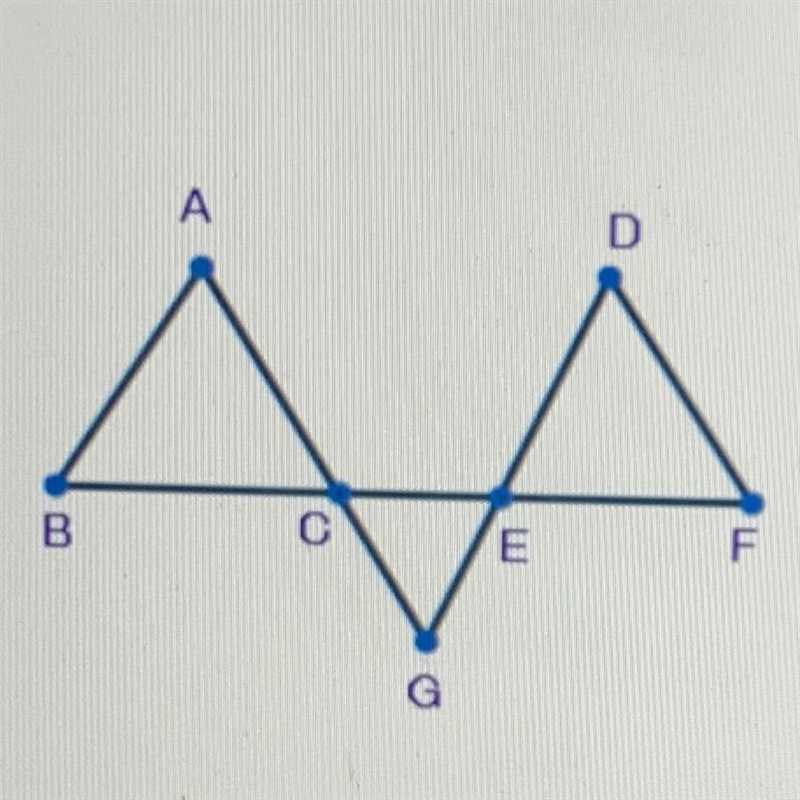 2. (05.03 MC)In the figure below, AABC 2 ADEF. Point C is the point of intersection-example-1