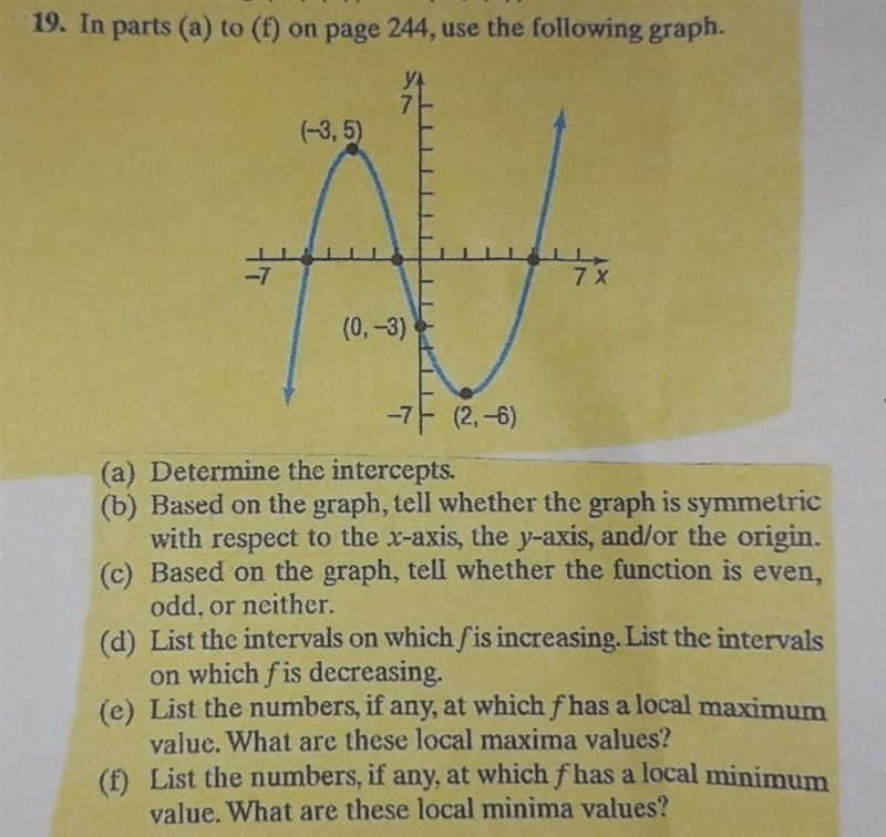 (a) Determine the intercepts. (b) Based on the graph, tell whether the graph is symmetric-example-1