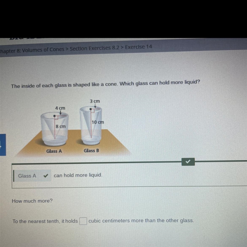 How much more? To the nearest tenth, it holds __ cubic centimeters more than the other-example-1