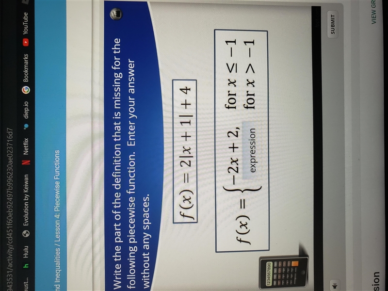 Find the missing part for the peacewise function-example-1