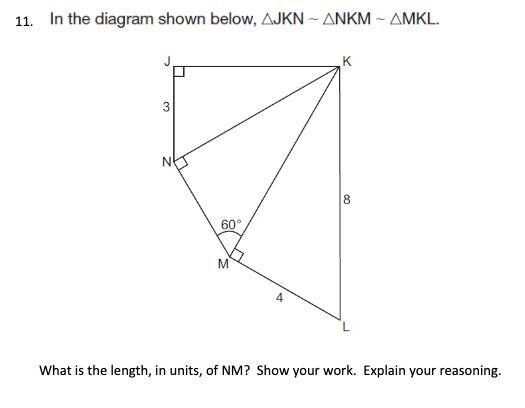 In the diagram shown below, triangle JKN ~ triangle NKM ~ triangle MKL.What is the-example-1