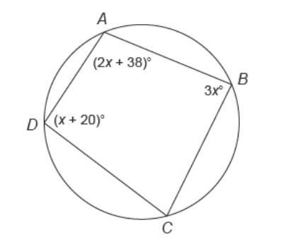 Quadrilateral ABCD​ is inscribed in this circle. What is the measure of angle C? Enter-example-1