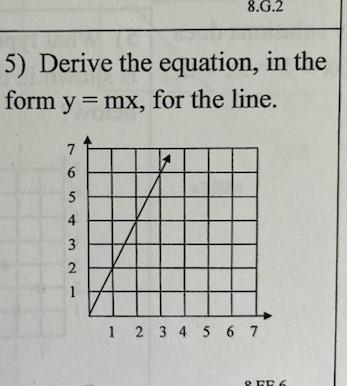 Derive the equation, in the form y = mx, for the line-example-1