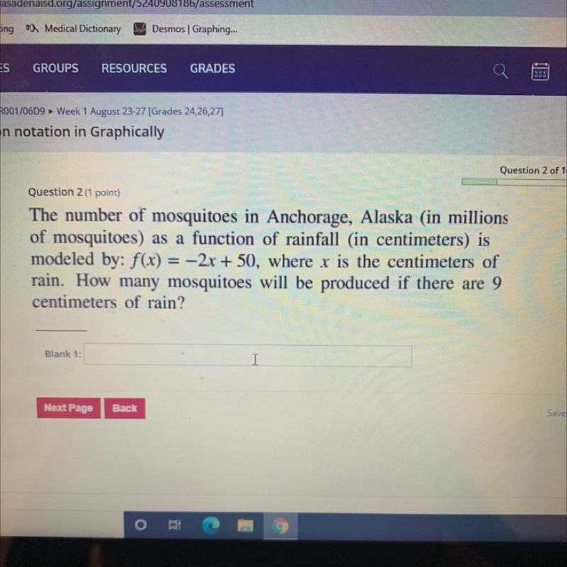 The number of mosquitoes Anchorage, Alaska (in millions of mosquitoes) as a function-example-1