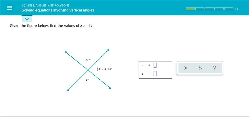 Pls help me Given the figure below, find the values of x and z.-example-1