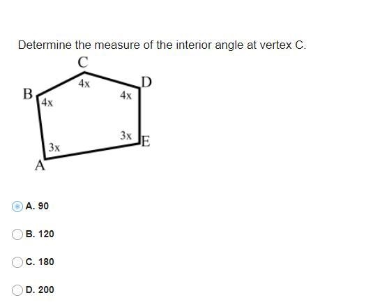 Determine the measure of the interior angle at vertex C.-example-1