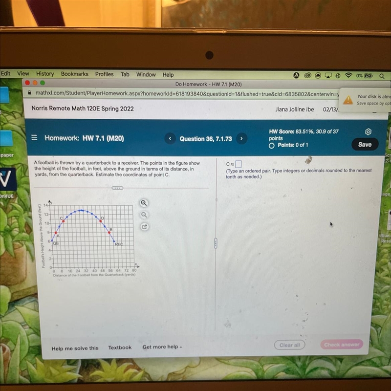 What is the points for C on the graph?-example-1