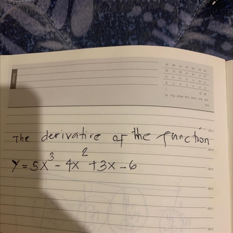 1 30 31 Sat Sun Mon Tue Wed Thu Fri ing 7:00 - the function 009 The derivative of-example-1